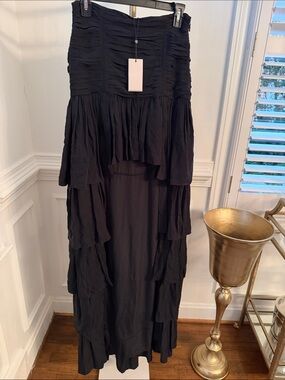 cinq a sept Black High-Low Maxi Skirt